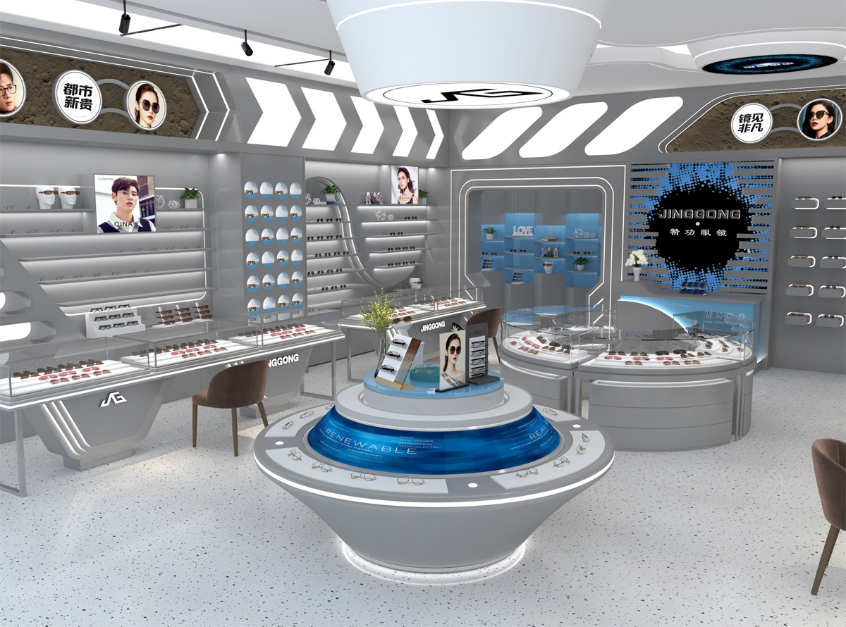 Round Tier Optical Island | Central Glass Dome Eyewear Showcase – Sunzen