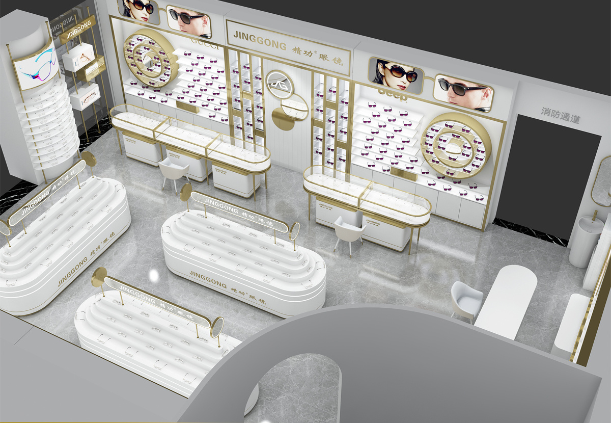 Tiered Eyewear Island | Backlit Logo Optical Display Stand – Sunzen