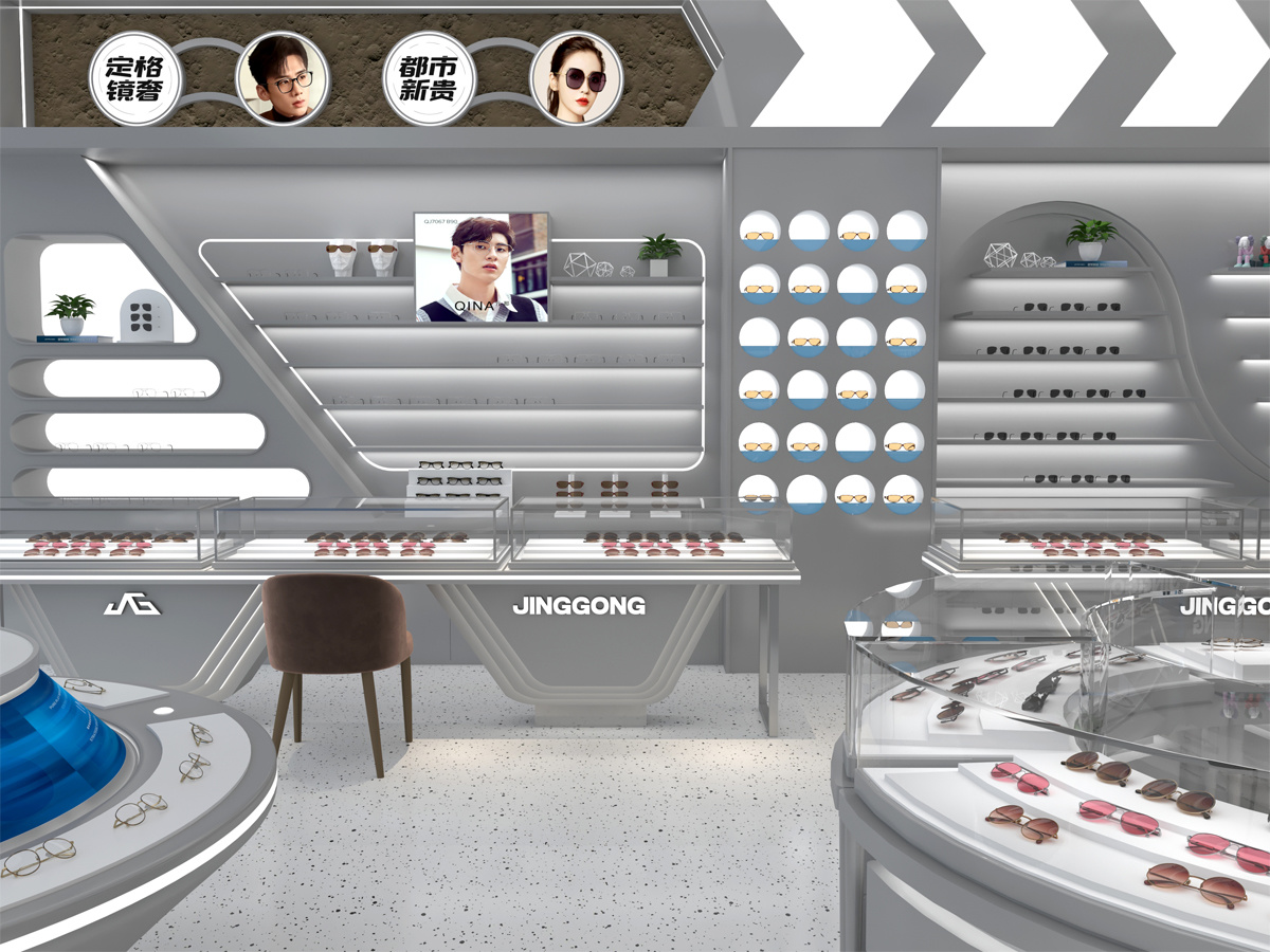 Round Tier Optical Island | Central Glass Dome Eyewear Showcase – Sunzen