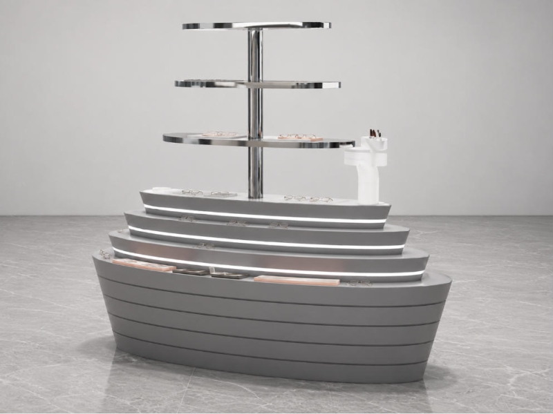 Curved Tier Eyewear Island | Central Metal Optical Display Tower - Sunzen