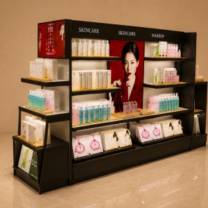 Double-Sided Cosmetic Island | Poster Back Multi-Tier Beauty Stand - Sunzen 2 Double-Sided Cosmetic Island | Poster Back Multi-Tier Beauty Stand - Sunzen