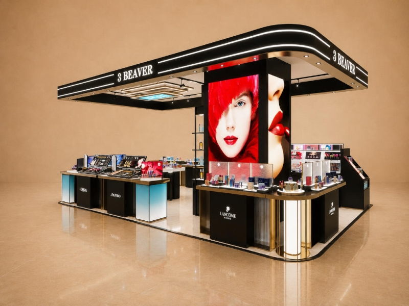 Mall Cosmetic Kiosk | Full Roof LED Billboard Beauty Booth - Sunzen