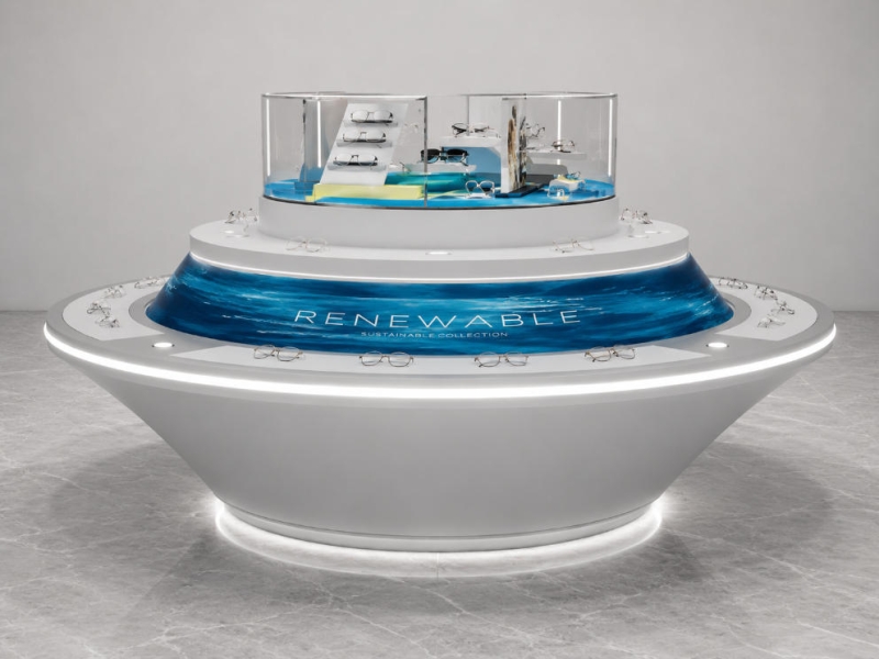 Round Tier Optical Island | Central Glass Dome Eyewear Showcase - Sunzen