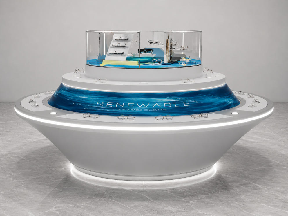 Round Tier Optical Island | Central Glass Dome Eyewear Showcase - Sunzen