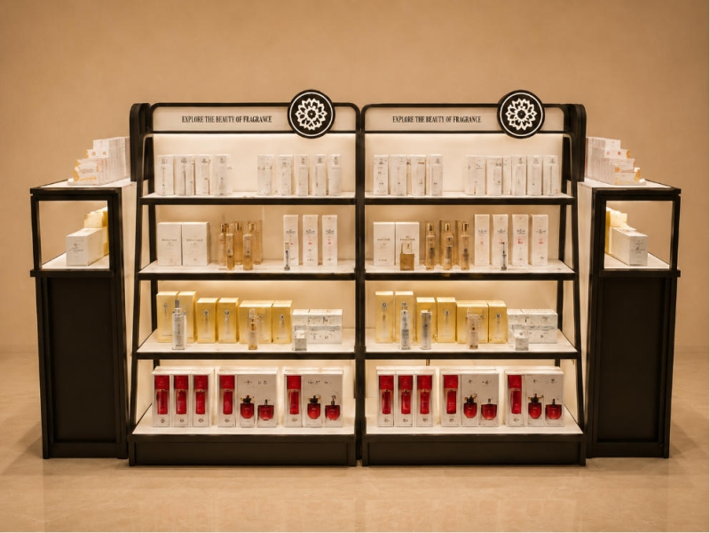 Symmetric Dual Beauty Rack | Backlit Skincare Display Stand - Sunzen