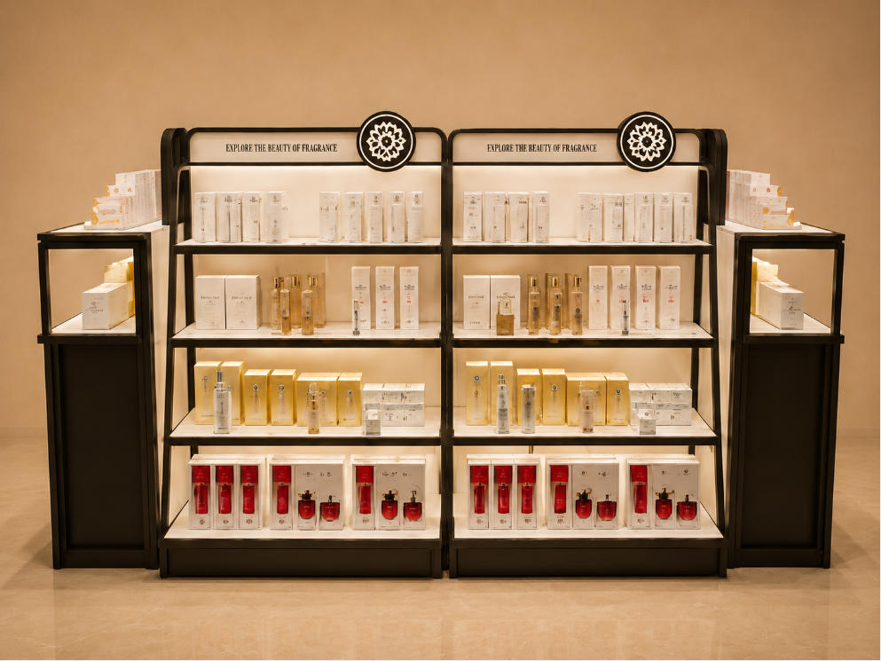 Symmetric Dual Beauty Rack | Backlit Skincare Display Stand - Sunzen