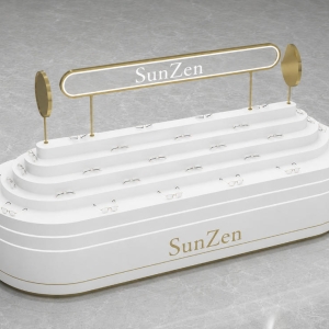 Tiered Eyewear Island | Backlit Logo Optical Display Stand - Sunzen 2 Tiered Eyewear Island | Backlit Logo Optical Display Stand - Sunzen