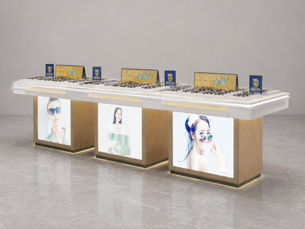 Triple Module Eyewear Island | Backlit Poster Optician Counter - Sunzen 1 Triple Module Eyewear Island | Backlit Poster Optician Counter - Sunzen