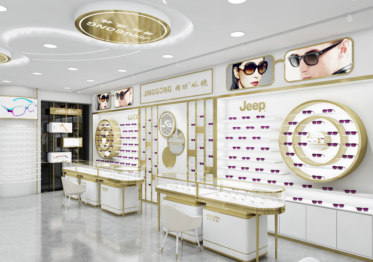 Tiered Eyewear Island | Backlit Logo Optical Display Stand – Sunzen