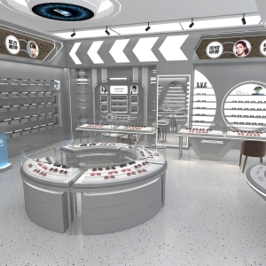 Round Tier Optical Island | Central Glass Dome Eyewear Showcase – Sunzen