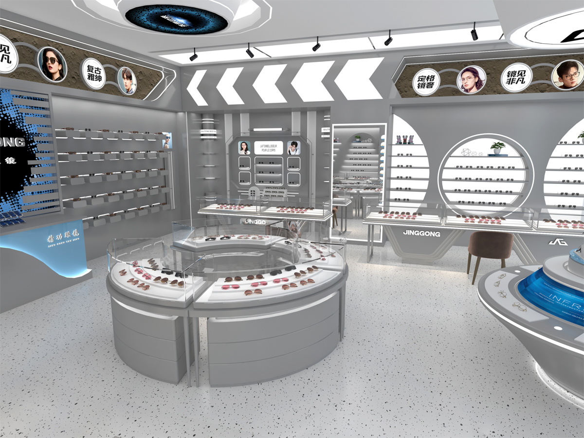 Round Tier Optical Island | Central Glass Dome Eyewear Showcase – Sunzen