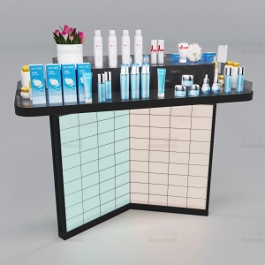 Curved Gold Makeup Island | Backlit Glass Beauty Display Counter – Sunzen