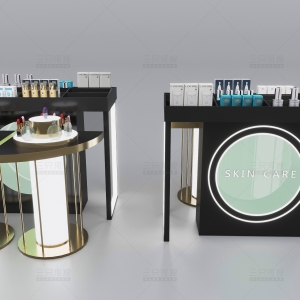 Curved Gold Makeup Island | Backlit Glass Beauty Display Counter – Sunzen