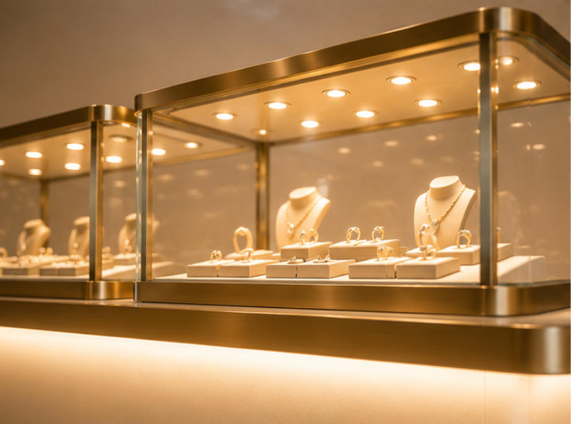 Custom jewelry display counter for luxury retail stores