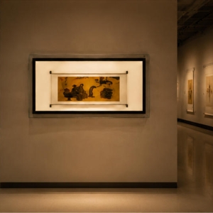 Double-Framed Horizontal Document Display Case | Museum Showcase 3 Double-framed document display case in museum setting