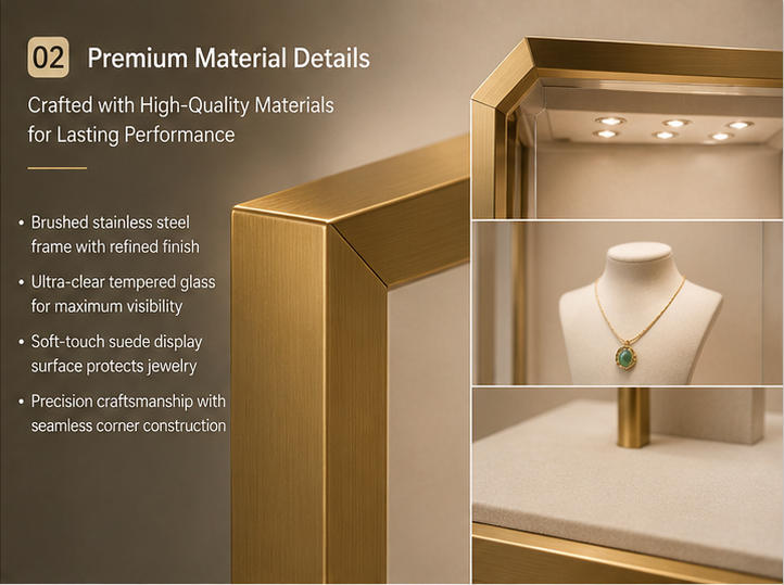 Gold frame and anti-reflective glass material details 1