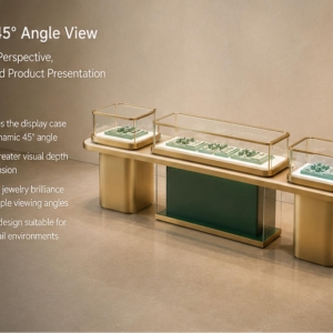 Gold Retail Jewelry Display Counter | Multi-Unit Showcase 5 Gold retail jewelry display counter different angle view