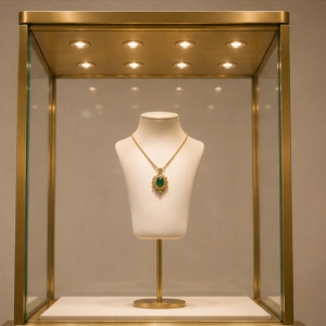 Triple Gold Tower Jewelry Display Console | 3 Showcase Set 4 LED illuminated jewelry tower display