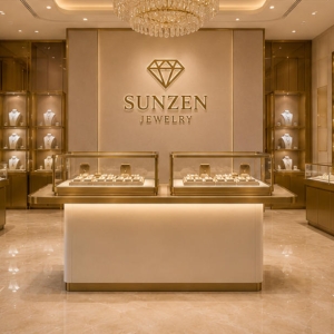 Double Glass-Top Jewelry Display Island Counter | Dual Showcase 5 Luxury jewelry store island display showcase