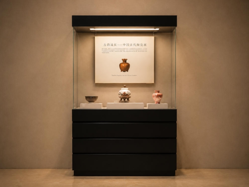 Multi-Tier Pedestal Artifact Display Cabinet | Museum Showcase