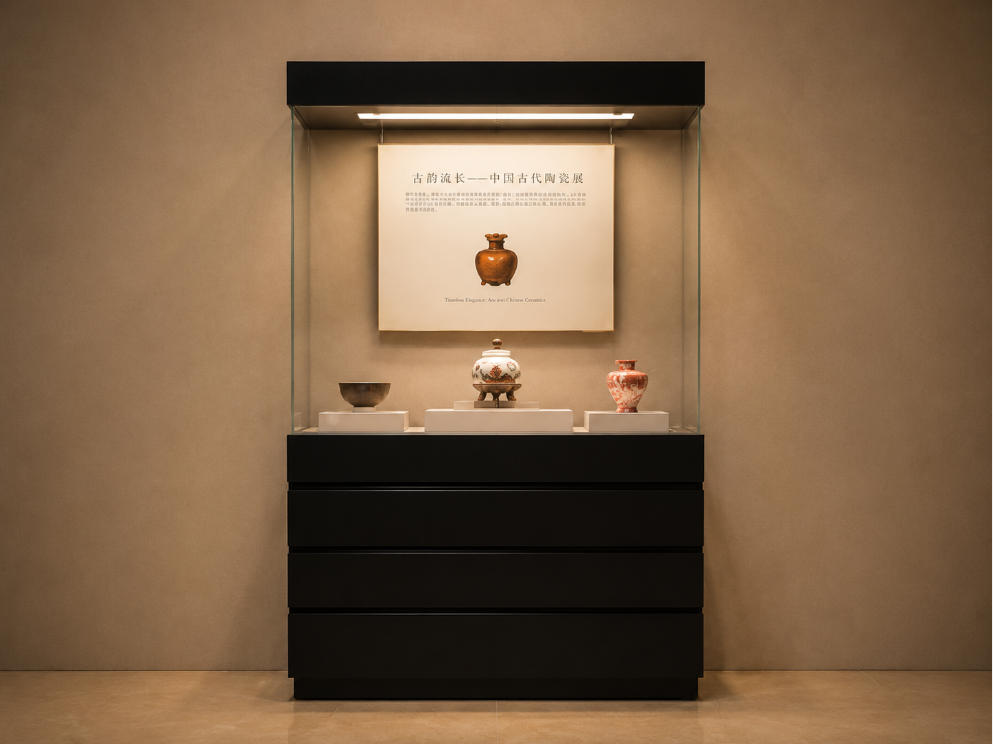 Multi-Tier Pedestal Artifact Display Cabinet | Museum Showcase 1 Multi-Tier Pedestal Artifact Display Cabinet | Museum Showcase