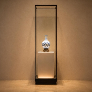 Tall Tower-Style Single-Porcelain Display Case | Museum Showcase 2 Tall Tower-Style Single-Porcelain Display Case | Museum Showcase