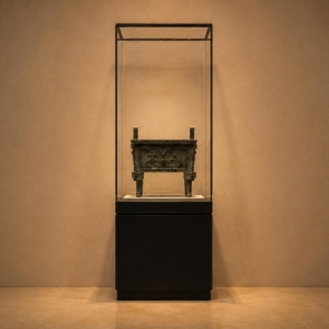 Tall Vertical Pedestal Bronze Artifact Display Case | Museum Showcase 2 Tall Vertical Pedestal Bronze Artifact Display Case | Museum Showcase