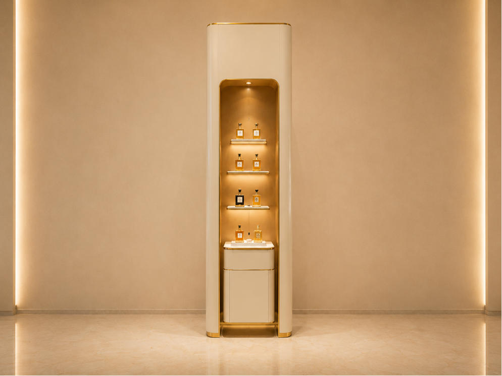 Tall Vertical Scent Tower | Slim Backlit Perfume Rack - Sunzen 1 Tall Vertical Scent Tower | Slim Backlit Perfume Rack - Sunzen