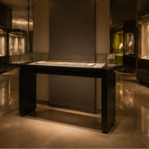 Two-Legged Tabletop Document Display Case | Museum Showcase 3 Two-legged tabletop document display case in museum setting