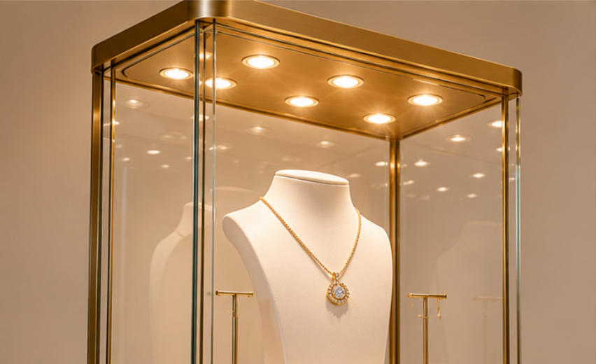 LED illuminated jewelry display tower