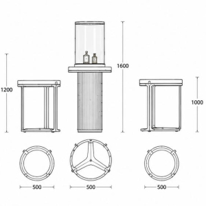 Marble Gold Display Table | Cylinder Glass Perfume Showcase - Sunzen 6 CAD drawing three-piece marble gold display set central cylinder glass showcase fluted pedestal round side tables