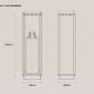 Marble Perfume Pedestal | Gold Frame Tall Backlit Scent Vitrine - Sunzen 6 CAD drawing tall marble perfume pedestal gold frame backlit scent display tower