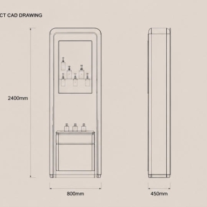 Tall Recessed Perfume Cabinet | Backlit Gold Trim Vertical Scent Vitrine - Sunzen 6 CAD drawing tall recessed single niche gold trim backlit perfume wall cabinet storage base