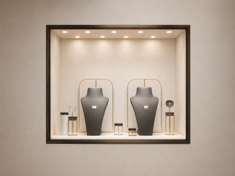 Recessed Wall-Mounted Jewelry Display Niche | Built-In Showcase
