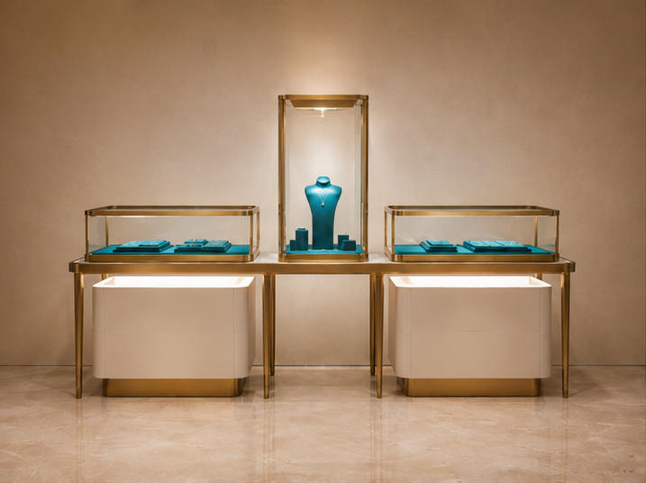 Asymmetric Mixed-Height Jewelry Display Console | Tower + Case Set