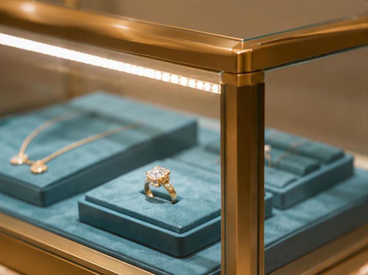 Asymmetric Mixed-Height Jewelry Display Console | Tower + Case Set
