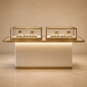 Double Glass-Top Jewelry Display Island Counter | Dual Showcase 2 Double Glass-Top Jewelry Display Island Counter | Dual Showcase