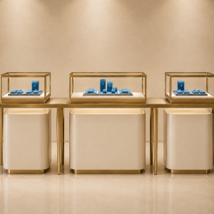 Triple-Section Modular Jewelry Display Table | 3 Showcase Set 2 Luxury Modular Jewelry Showcase Set | Custom Jewelry Display Counter Manufacturer