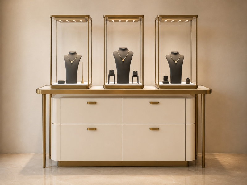 Trio Pedestal Jewelry Display Cabinet - Luxury Tower Showcase Set