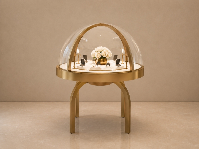 Round Dome Jewelry Display Table - Luxury Circular Showcase
