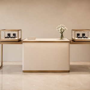 Modular Jewelry Display Console Set | Brass Frame Showcase 2 Modular Jewelry Display Console Set | Brass Frame Showcase