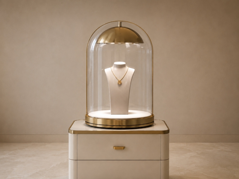 Glass Dome Jewelry Display Cabinet - Luxury Dome Showcase