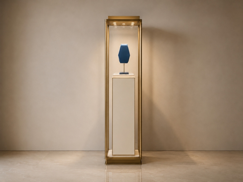 Luxury Jewelry Display Tower Showcase with Illuminated Pedestal