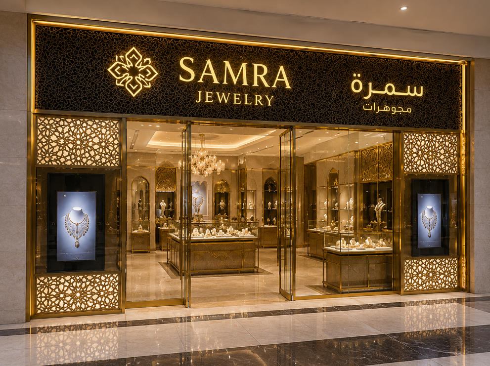 Arab Motif Stone Case – Modern Gulf High-Jewel Fixtures for Abu Dhabi Boutique
