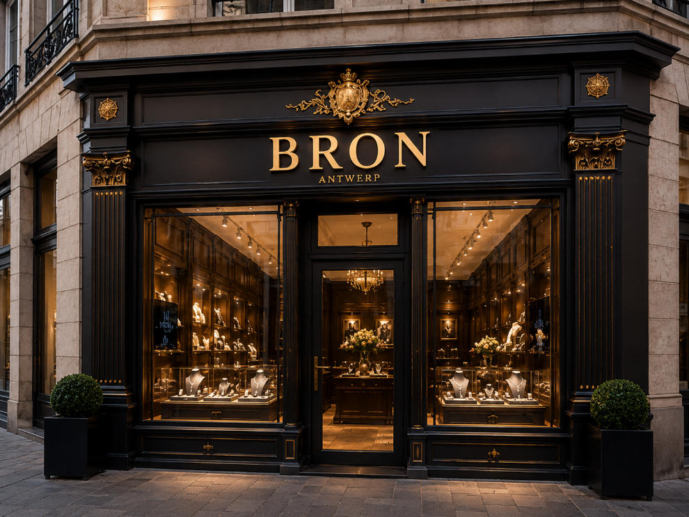 Dark Wood Diamond Cabinets | Bron Antwerp Classic Diamond Boutique