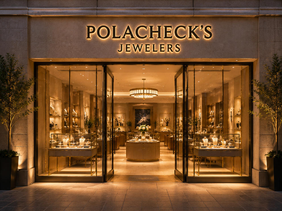 Light Wood Wall Cases | Polacheck’s Jewelers Calabasas Luxury Store