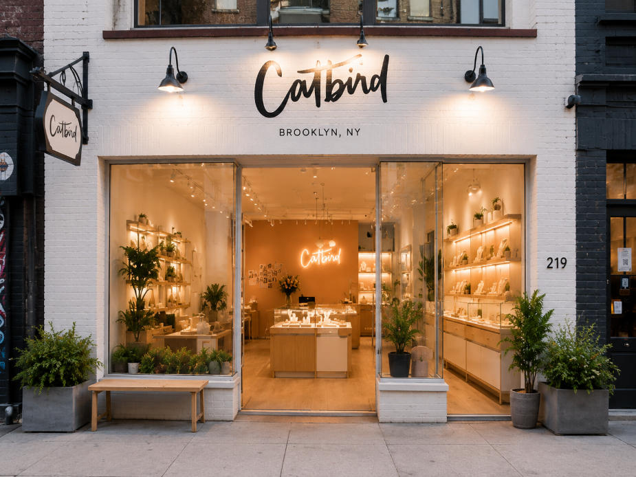 Minimal Nordic Jewelry Showcase | Catbird NYC Light Jewelry Store