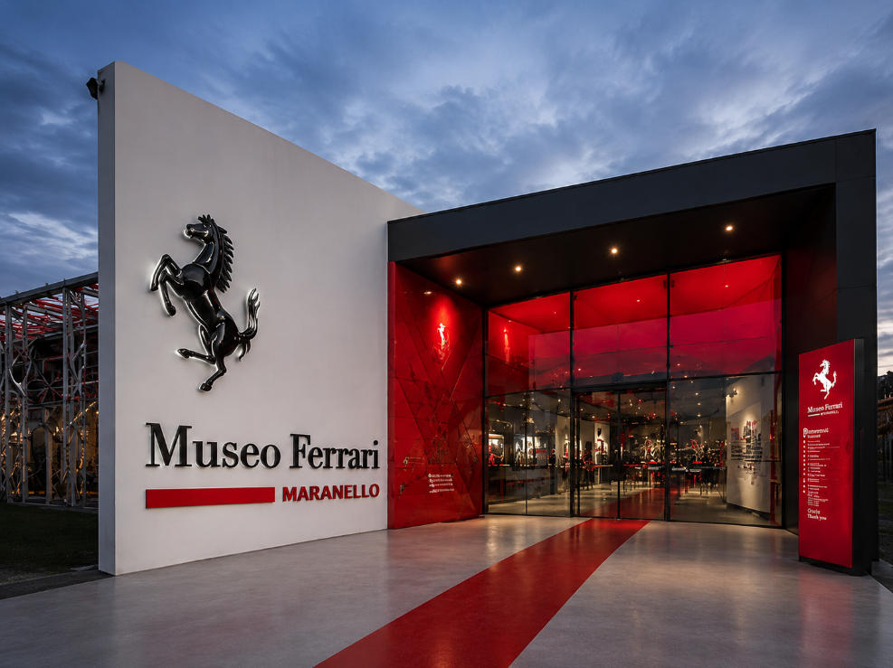 Red Metal Auto Cabinets Museo Ferrari Maranello Automotive Exhibition