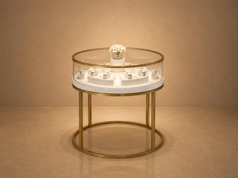 Round Gold Watch Table | Rotary Circular Glass Timepiece Display Stand - Sunzen