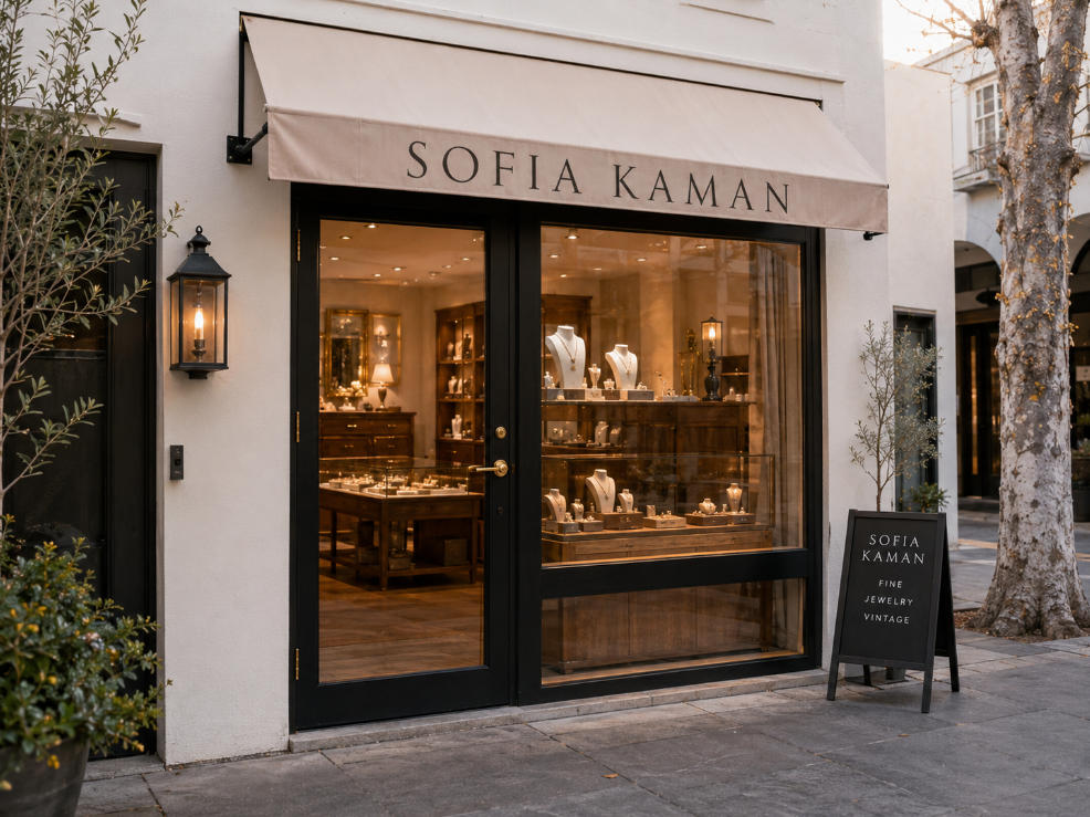 Walnut Bridal Case – Custom Vintage Jewelry Displays for Sofia Kaman Boutique